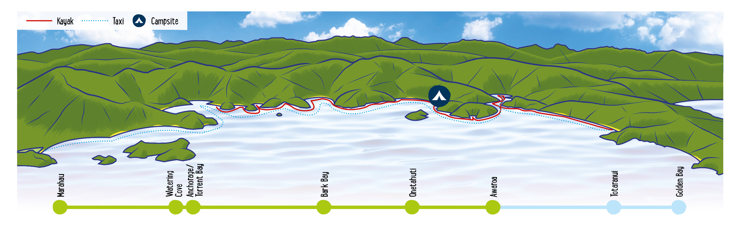 2 Day Classic Map - Abel Tasman Kayaks