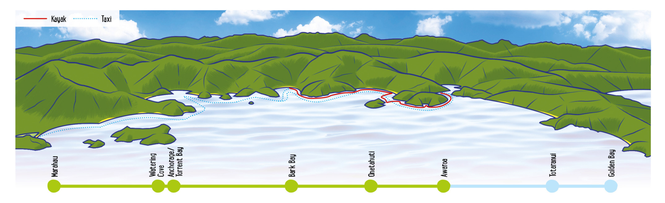 Remote Coast Map - Abel Tasman Kayaks